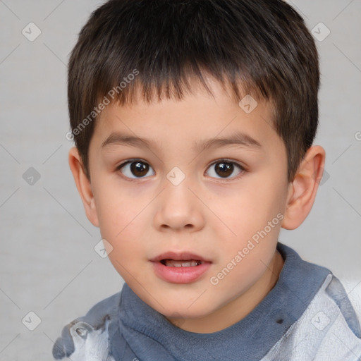 Neutral white child male with short  brown hair and brown eyes