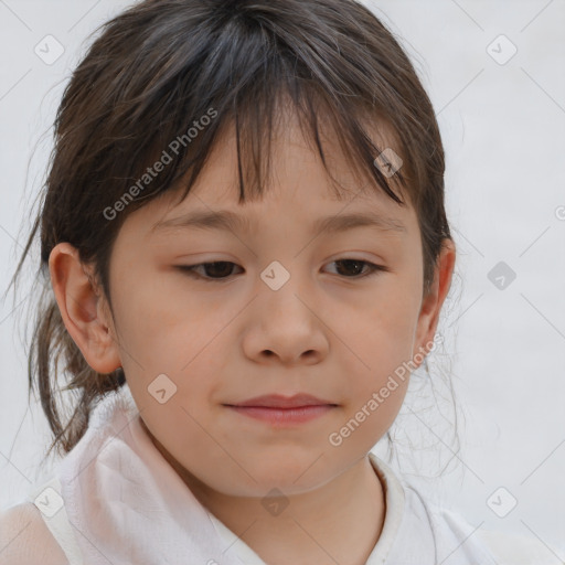 Neutral white child female with medium  brown hair and brown eyes