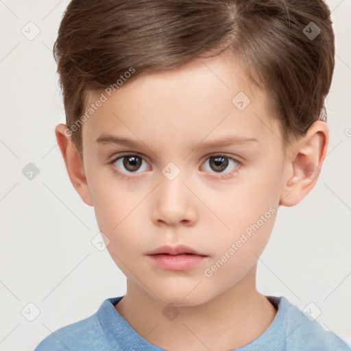 Neutral white child male with short  brown hair and brown eyes