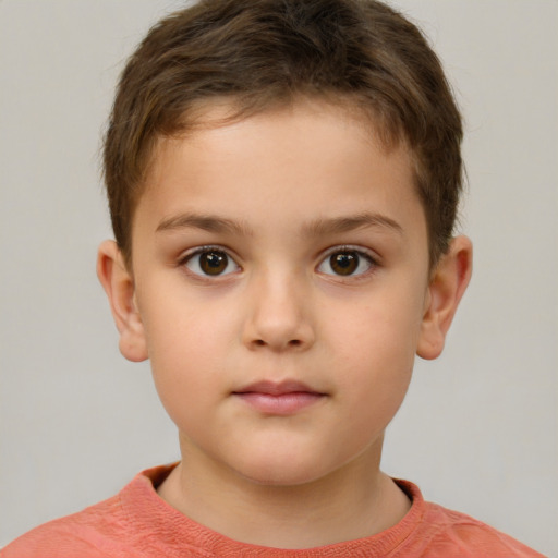 Neutral white child male with short  brown hair and brown eyes