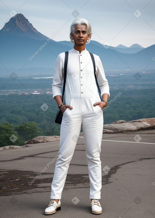 Sri lankan adult non-binary with  white hair