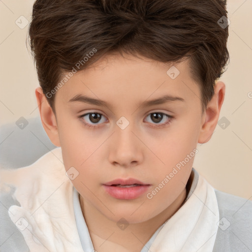 Neutral white child female with short  brown hair and brown eyes