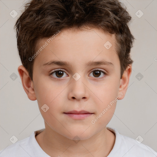 Neutral white child male with short  brown hair and brown eyes