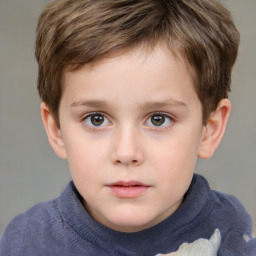 Neutral white child male with short  brown hair and grey eyes