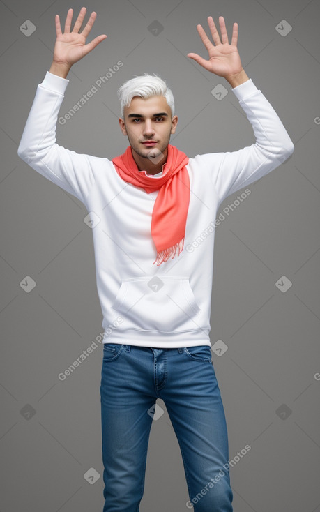 Albanian young adult male with  white hair