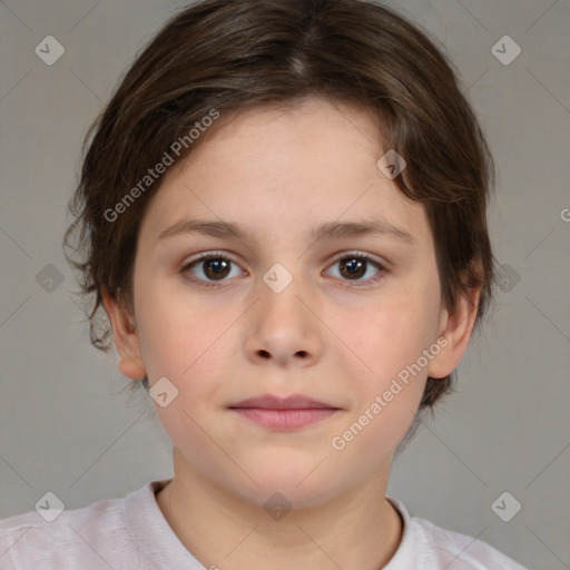 Neutral white child female with medium  brown hair and brown eyes