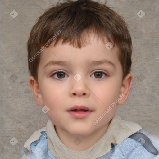 Neutral white child male with short  brown hair and brown eyes