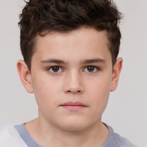 Neutral white child male with short  brown hair and brown eyes