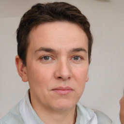 Neutral white adult male with short  brown hair and brown eyes