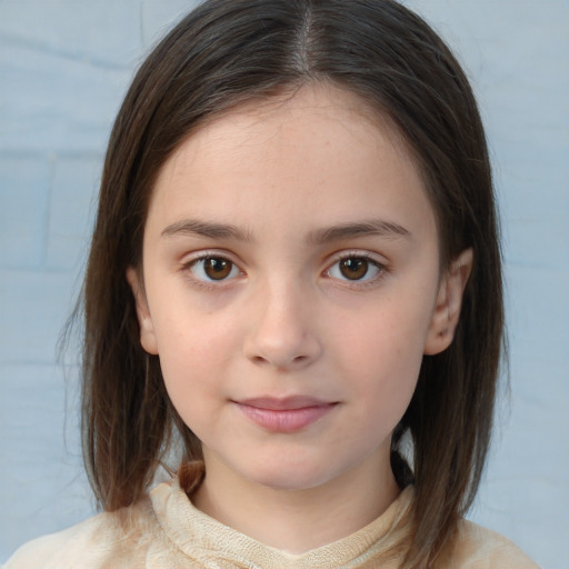 Neutral white child female with medium  brown hair and brown eyes