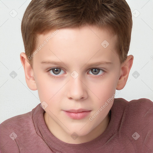 Neutral white child male with short  brown hair and brown eyes