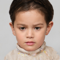 Neutral white child female with short  brown hair and brown eyes