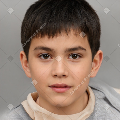 Neutral white child male with short  brown hair and brown eyes