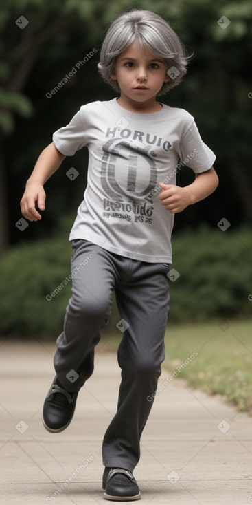 Uruguayan child boy with  gray hair