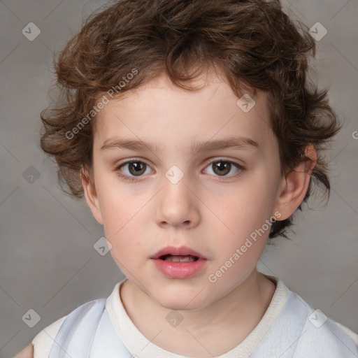 Neutral white child male with short  brown hair and brown eyes