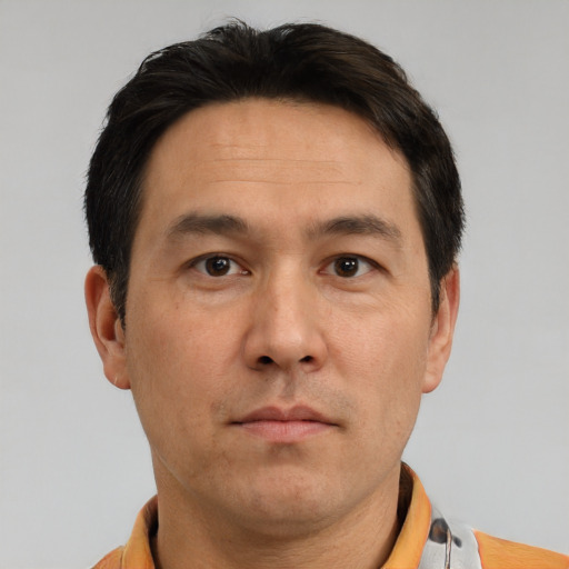 Neutral white adult male with short  brown hair and brown eyes