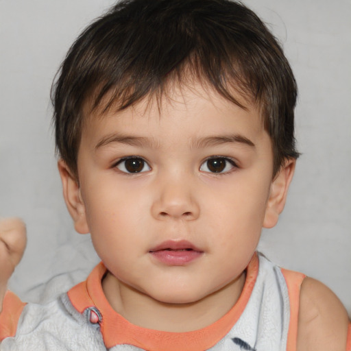 Neutral white child male with short  brown hair and brown eyes