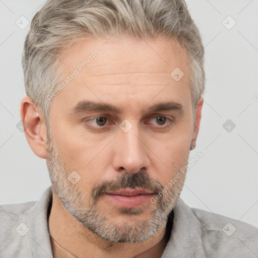 Neutral white adult male with short  brown hair and brown eyes