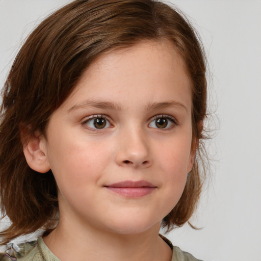 Neutral white child female with medium  brown hair and brown eyes