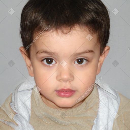 Neutral white child male with short  brown hair and brown eyes