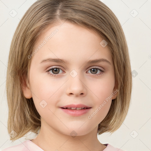 Neutral white child female with medium  brown hair and brown eyes