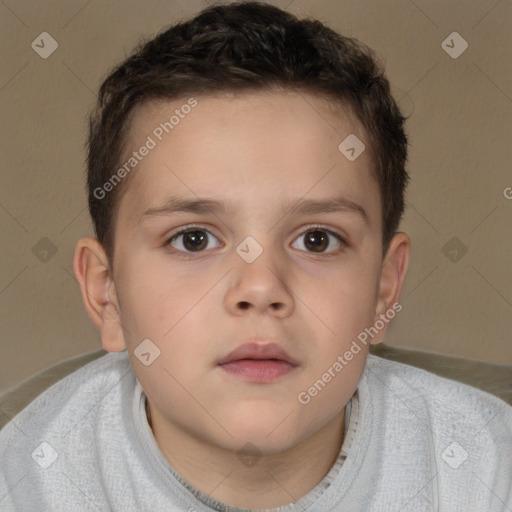 Neutral white child male with short  brown hair and brown eyes