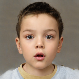 Neutral white child male with short  brown hair and brown eyes