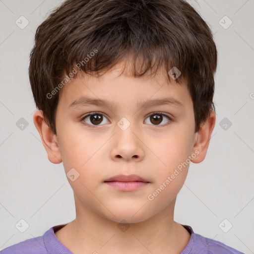 Neutral white child male with short  brown hair and brown eyes