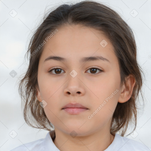 Neutral white child female with medium  brown hair and brown eyes