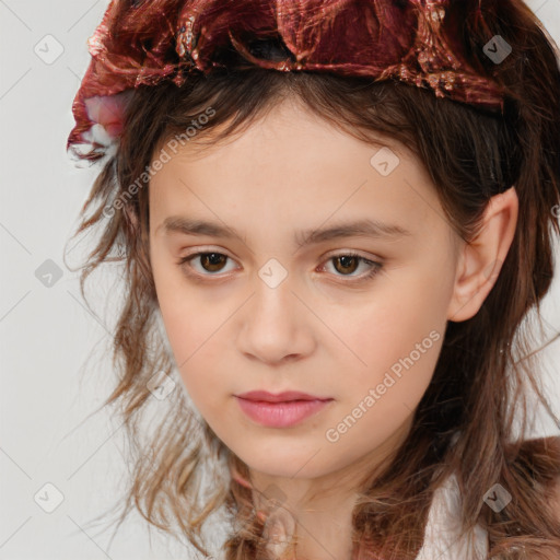 Neutral white child female with medium  brown hair and brown eyes