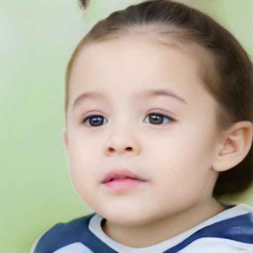 Neutral white child female with short  brown hair and brown eyes