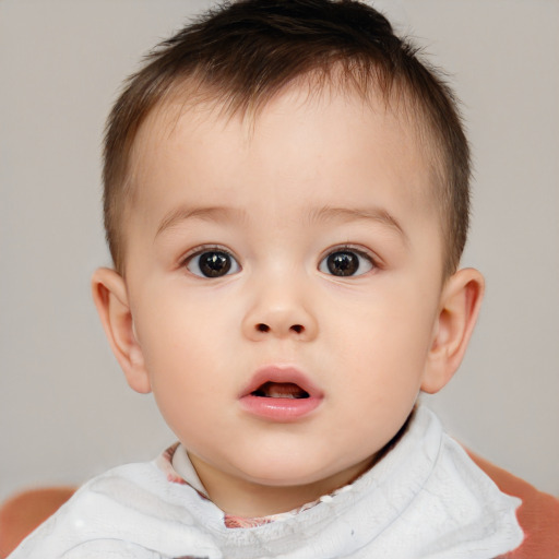 Neutral white child female with short  brown hair and brown eyes