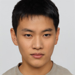 Neutral asian young-adult male with short  brown hair and brown eyes