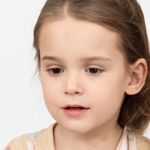 Neutral white child female with medium  brown hair and brown eyes