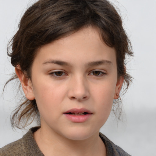 Neutral white child female with medium  brown hair and brown eyes