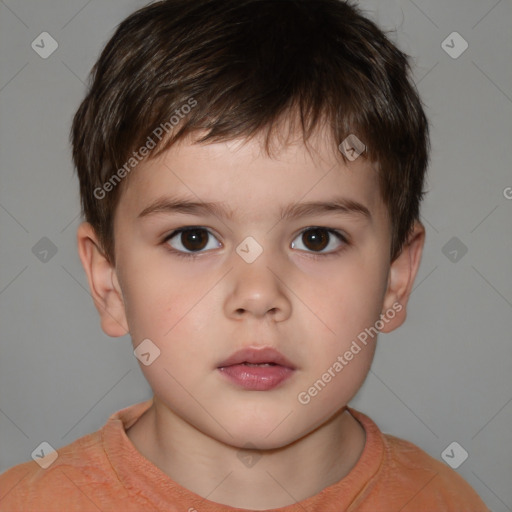 Neutral white child male with short  brown hair and brown eyes