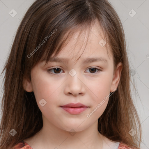 Neutral white child female with medium  brown hair and brown eyes