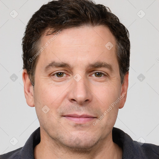 Neutral white adult male with short  brown hair and brown eyes