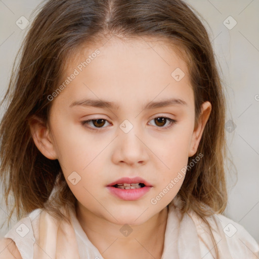 Neutral white child female with medium  brown hair and brown eyes