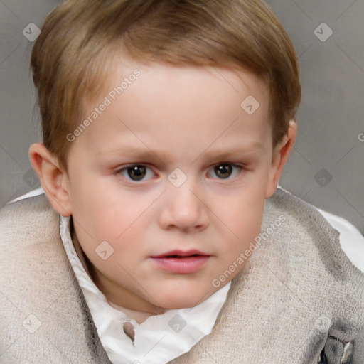 Neutral white child male with short  brown hair and brown eyes