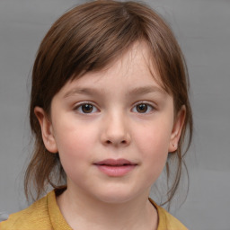 Neutral white child female with medium  brown hair and brown eyes