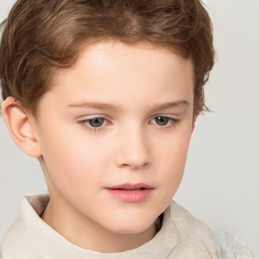 Neutral white child male with short  brown hair and brown eyes