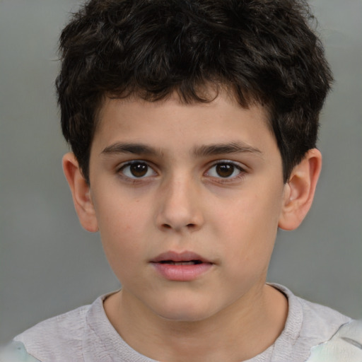 Neutral white child male with short  brown hair and brown eyes