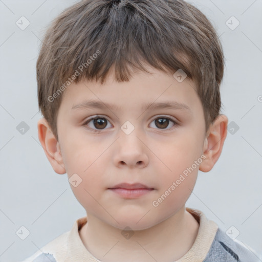 Neutral white child male with short  brown hair and brown eyes