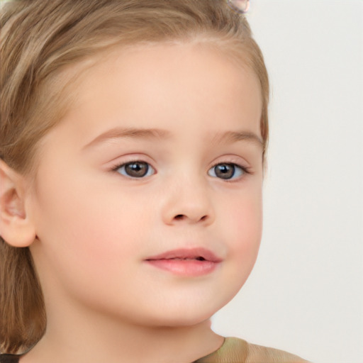 Neutral white child female with short  brown hair and brown eyes