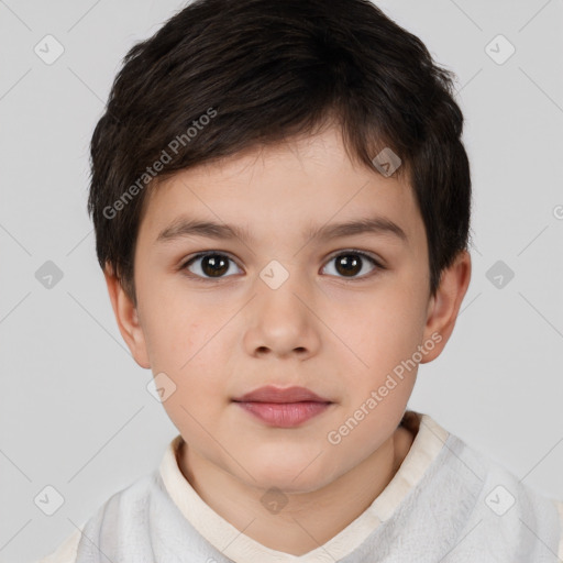 Neutral white child male with short  brown hair and brown eyes