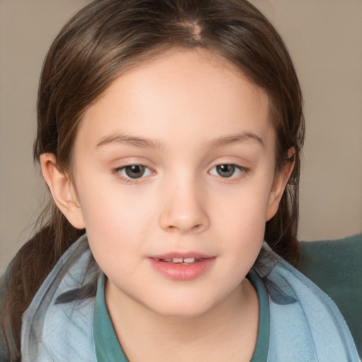 Neutral white child female with medium  brown hair and brown eyes