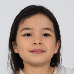 Neutral asian child female with medium  brown hair and brown eyes