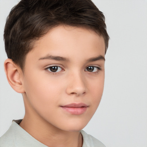 Neutral white child male with short  brown hair and brown eyes