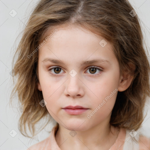 Neutral white child female with medium  brown hair and brown eyes